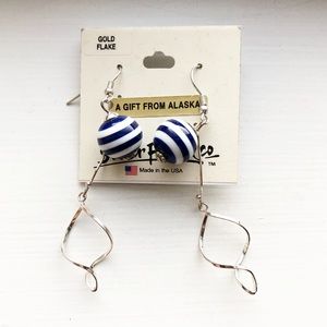 Set of two Alaskan-crafted silver drop earrings